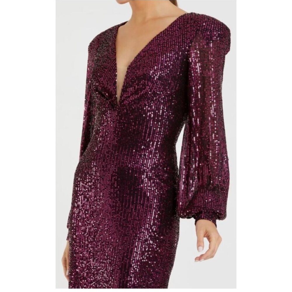 Mac Duggal  Size 12 Sequined Midi Dress Cocktail Glamorous Eveningwear
